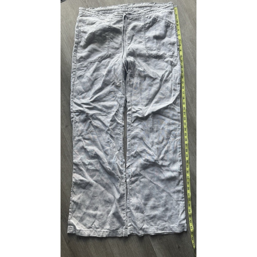 Goldsign Made USA 100% Linen Drawstring Wide Leg Pants Womens M Gray